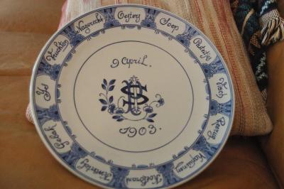 Bord huwelijks diner Isaac Jacobus Spanjaard en Juliette Polak